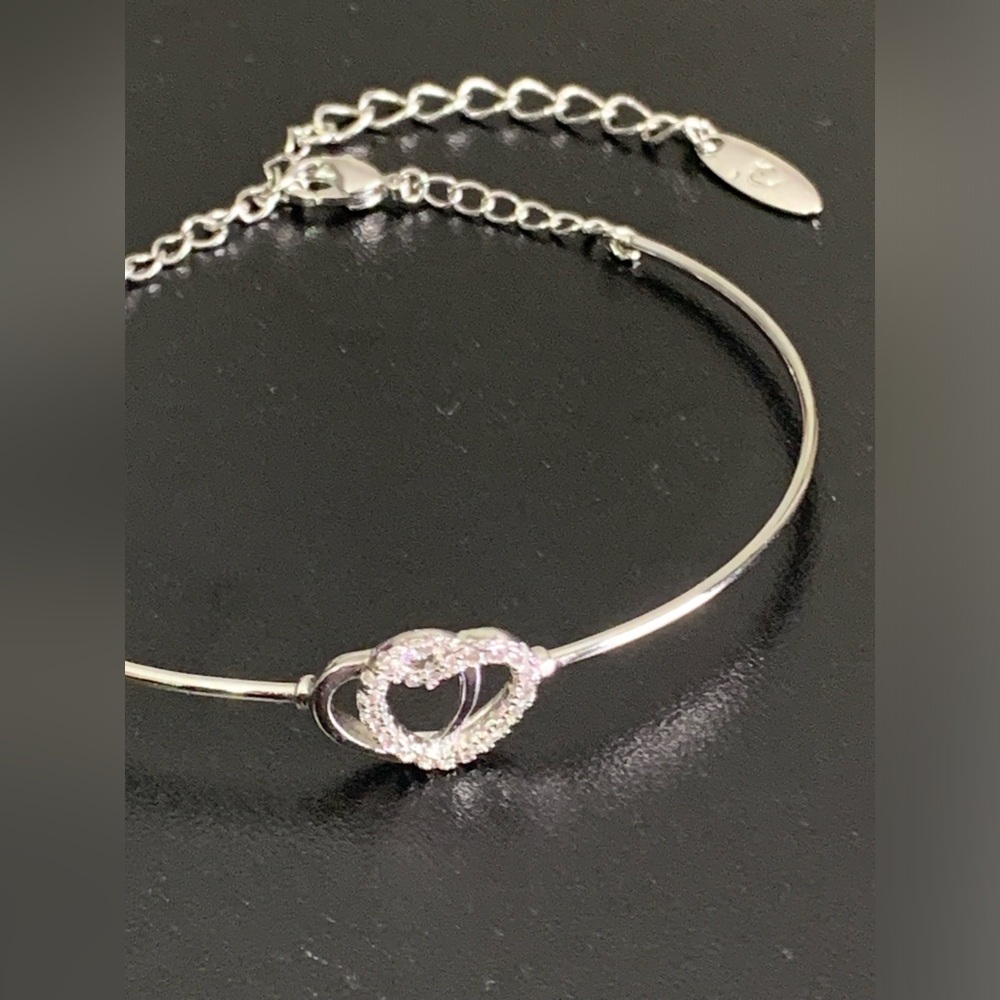 14K Gold Plated Crystal CZ Hearts Cuff Bracelet ( adjustable ) - Picture 2 of 8